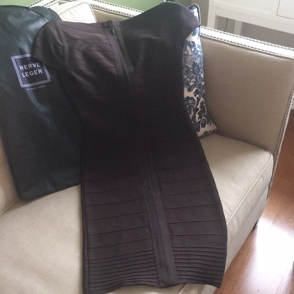 NWT Herve Leger Beautiful Tube Brown Dress - Picture 3 of 7